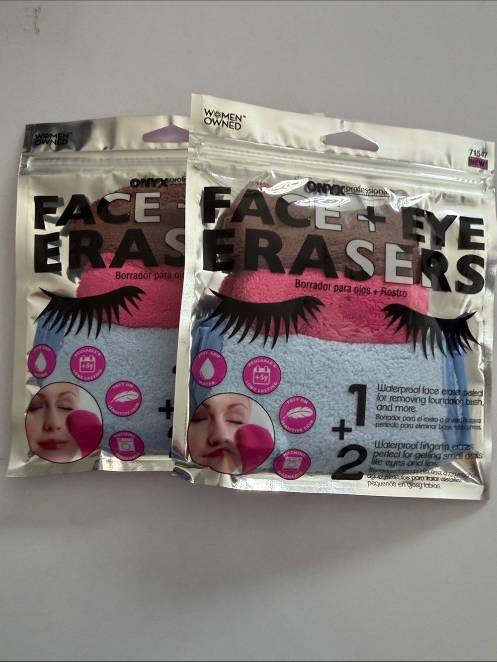 Onyx Face + Eye Erasers Duo — Pink & Blue Makeup Removers. Set of 2.